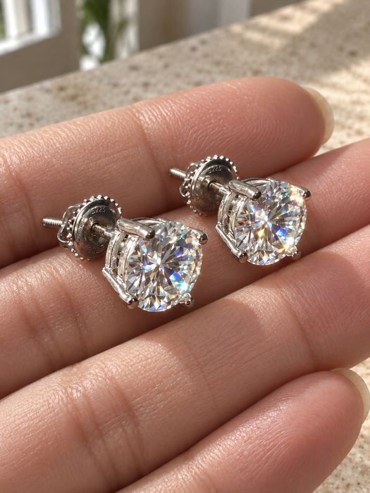 Cercei Moissanite 5mm 1.0 CT VVS1 Argint S925