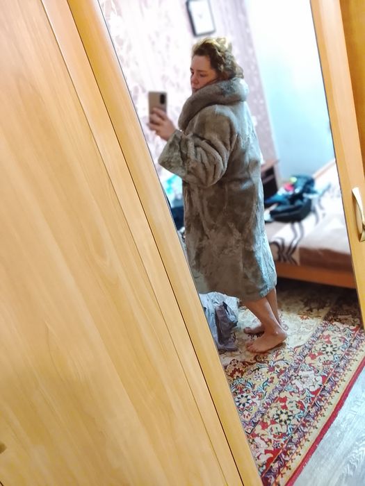 Шуба мутоновая мех песец