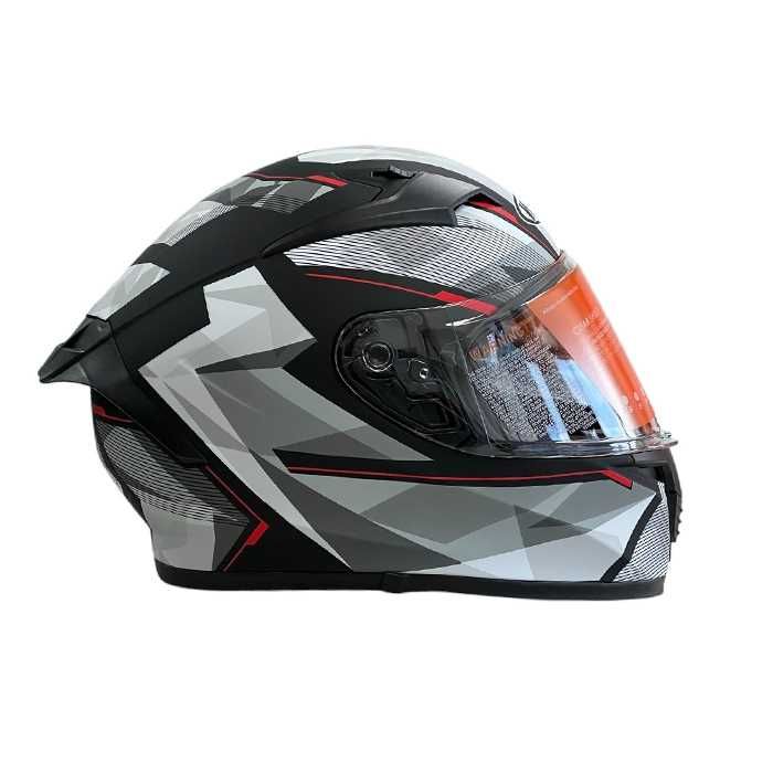 Каска за мотор WLT Matt Black Red с вградени очила.