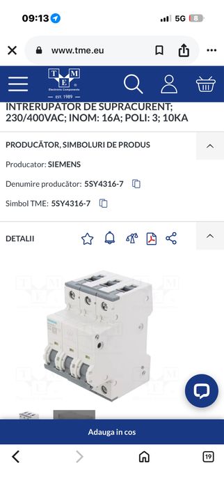 Siguranta automata pentru curent trifazic si contactor modular