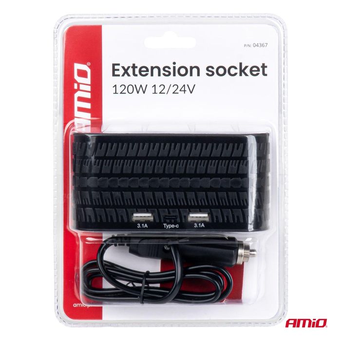 разклонител за запалка с зарядно устройство 2x usb-a 1x usb-c 12v ...