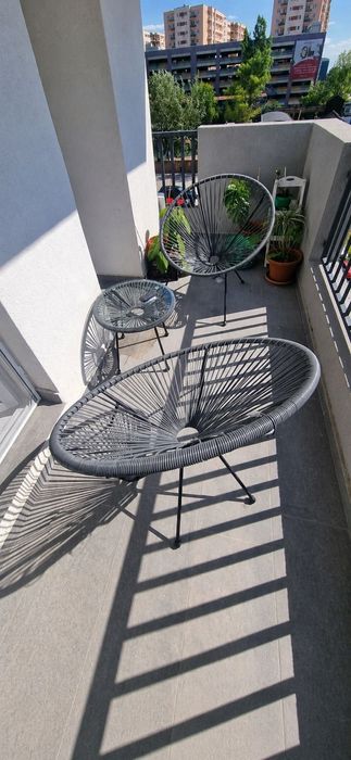 Set balcon/terasa masa cu 2 scaune