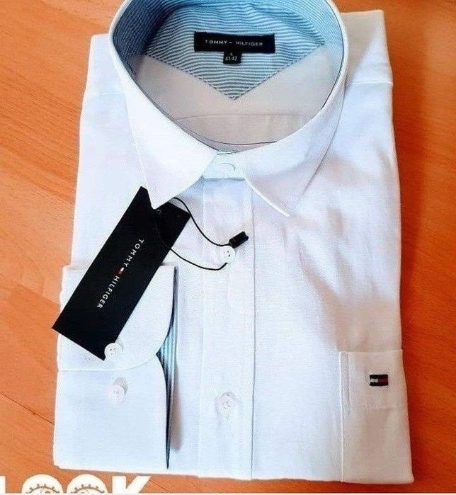 Cămașă barbati alb imaculat, model slim fit, logo brodat