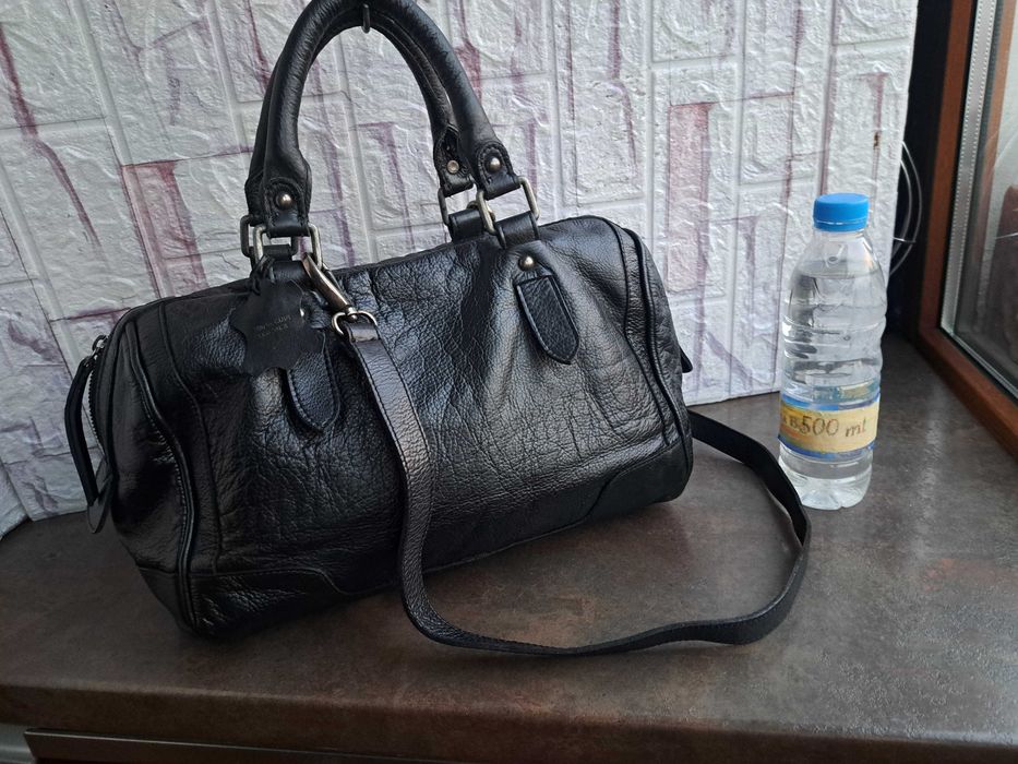 дамска чанта,черна кожена торба-естествена кожа NAF-NAF