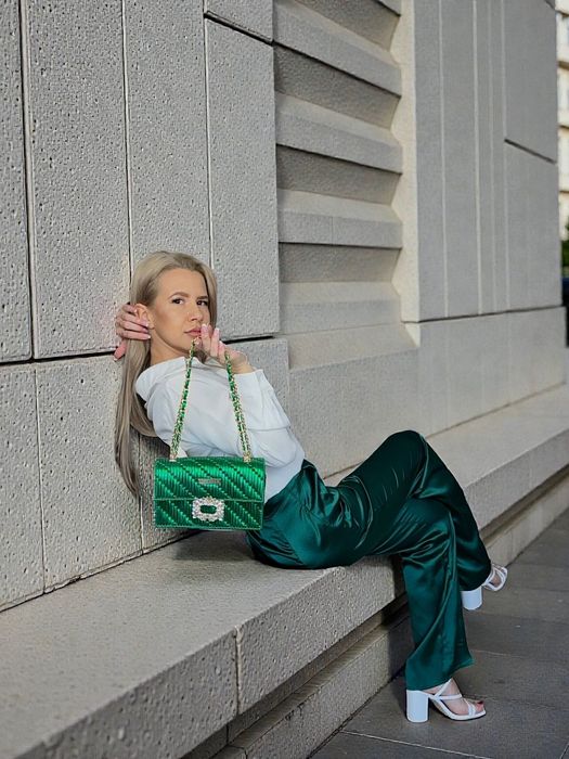 Дамска чанта DESTINY EMERALD и DESTINY AMETHYST ръчно плетена