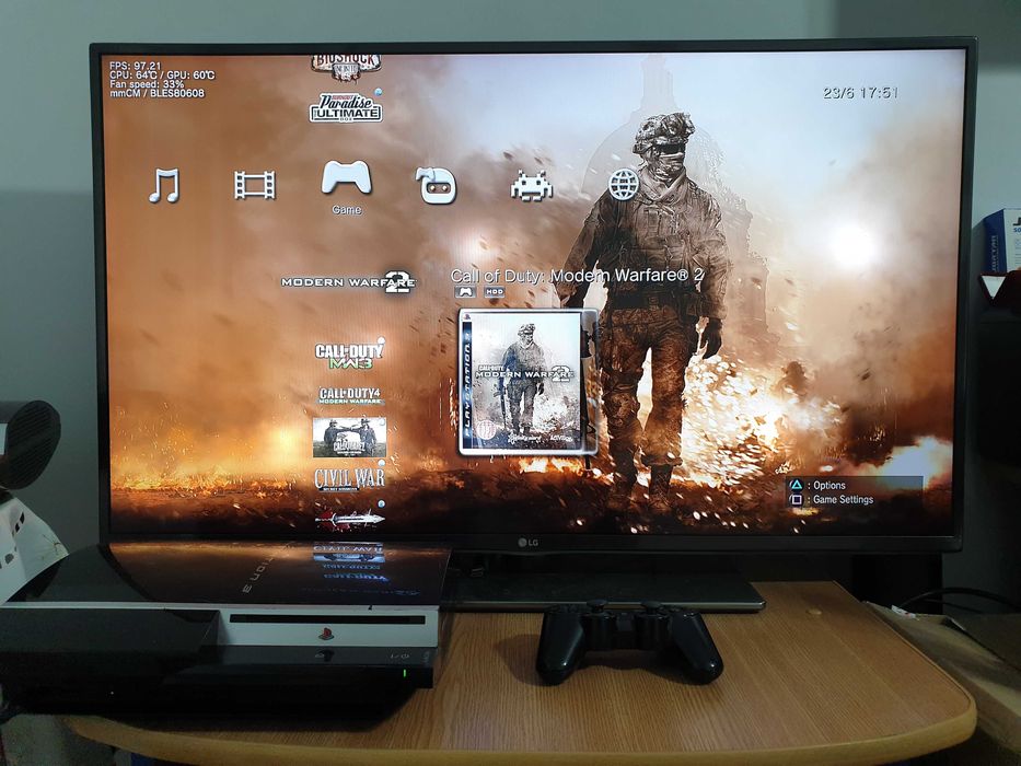 PS3 modat CFW 250 GB + 30 jocuri (GTA V, Red Dead, God of War, NFS)