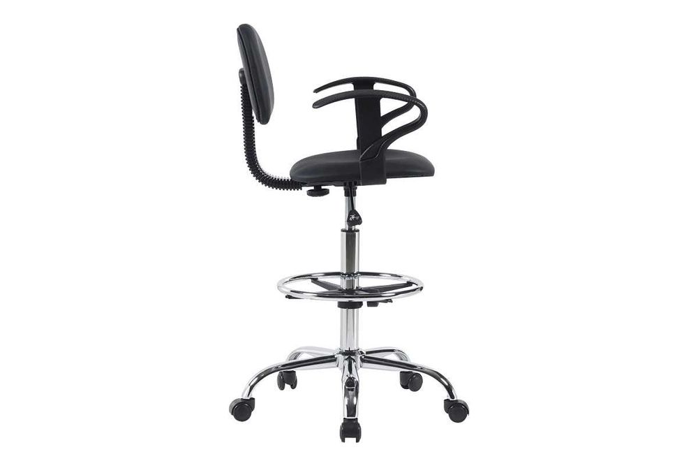 Офис стол Puzzle-home Icina, Подходящ за рецепция, PU, Черен - хром