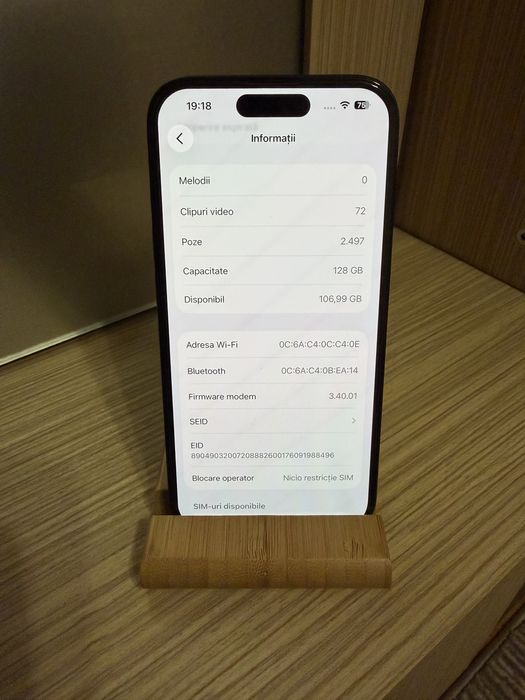 Iphone 15, black, 90% bateria. Impecabil.