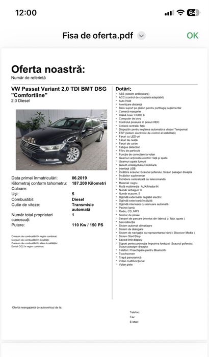 Vw passat 2.0 tdi E6 2020