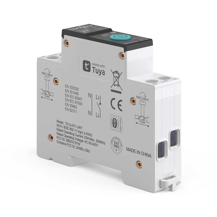 TONGOU WiFi Smart Switch 25A DIN с измерване