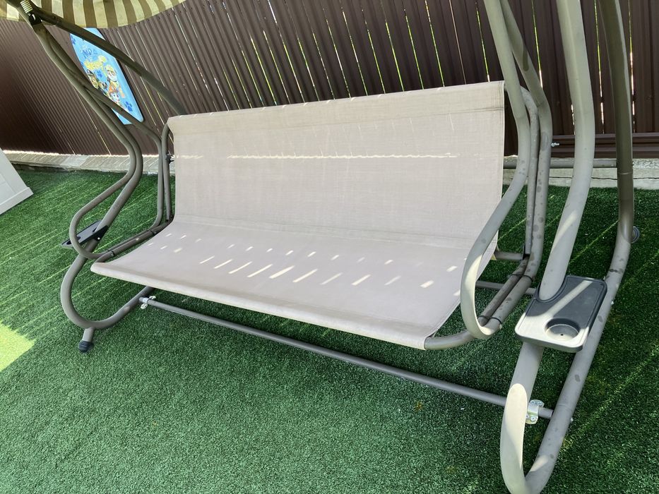 Balansoar gradina 3 locuri maro deschis 200x120x164 cm functie pat max 340 kg Tripoli