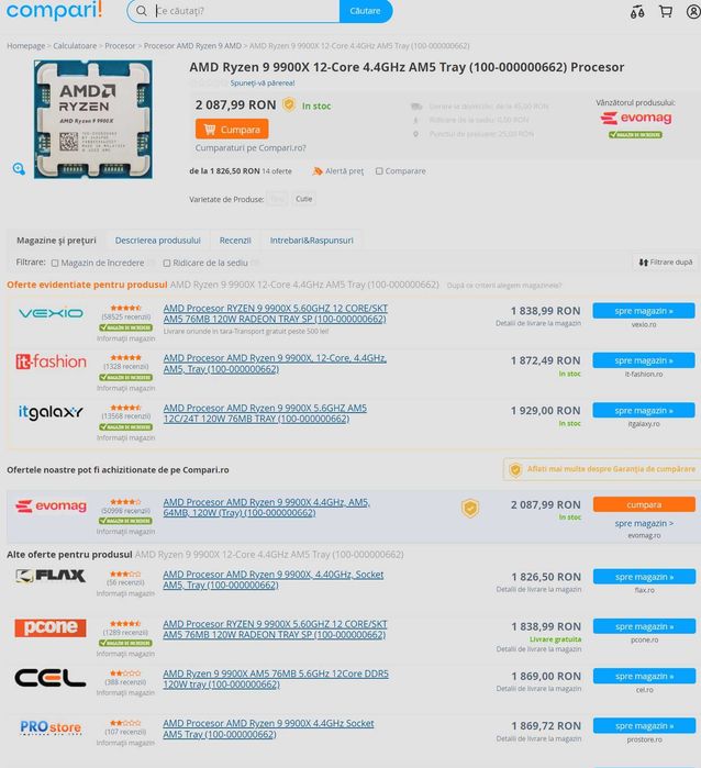 Procesor AMD AM5 Ryzen 9 9900X 4.4GHz