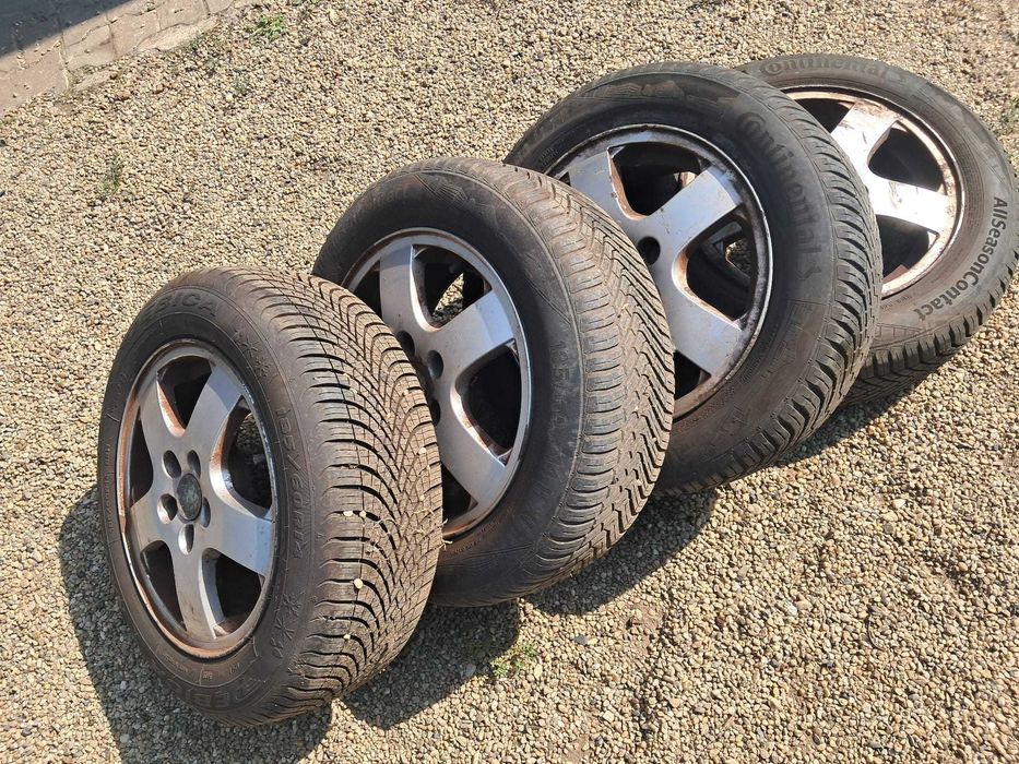 Skoda Fabia Vw Polo Seat Ibiza, set roti cu jante de aliaj pe 14 si cauciucuri 185x60x14