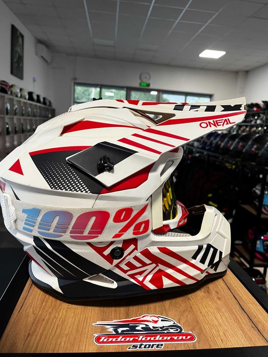 Мотокрос каска ONEAL 5  SRS   + очила 100% Rival ,L 59-60 см.,много запазени