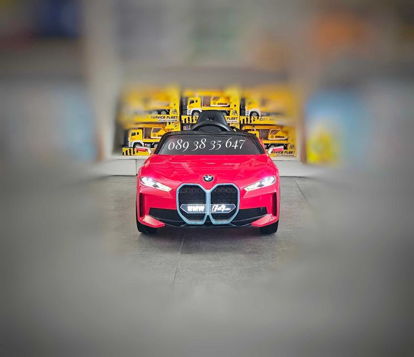 ТОП ЦЕНА!НОВО!Акумулаторна кола BMW I4 с 12V,кожена седалка,EVA гуми