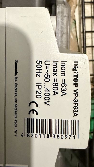 Releu protectie tensiune DigiTio VP-3F63A trifazat 63A cu contactor