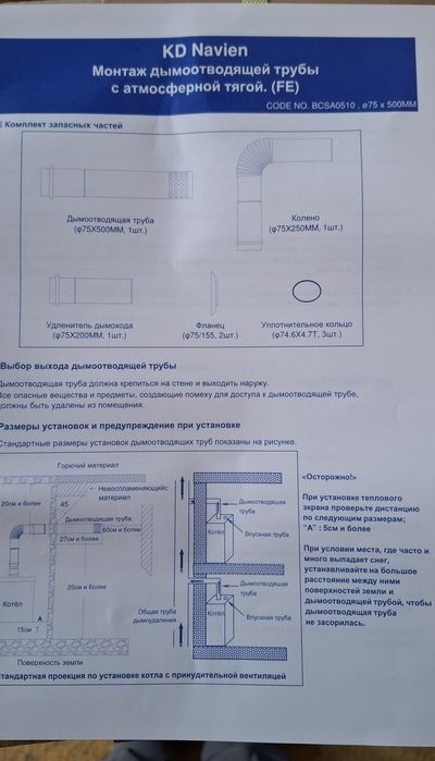 Дымоход составной д.75