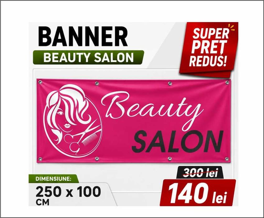 Lichidare-50% Banner BEAUTY SALON = 250X100 CM = 149 LEI