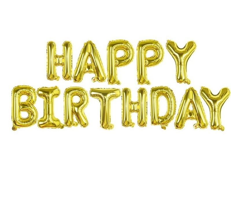 Set 13 baloane folie litere aurii 40 cm ghirlanda HAPPY BIRTHDAY