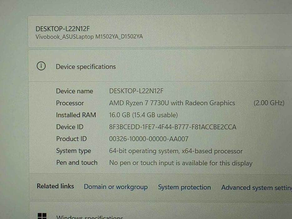 Asus VivoBook M1502YA - KLI Amanet