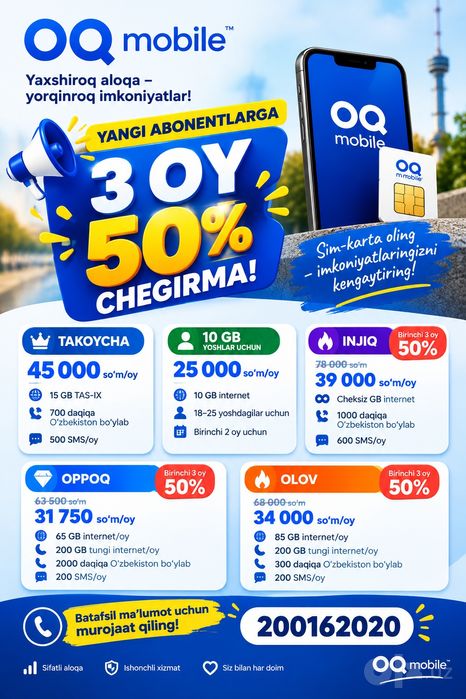 Oq mobile sim kartalari