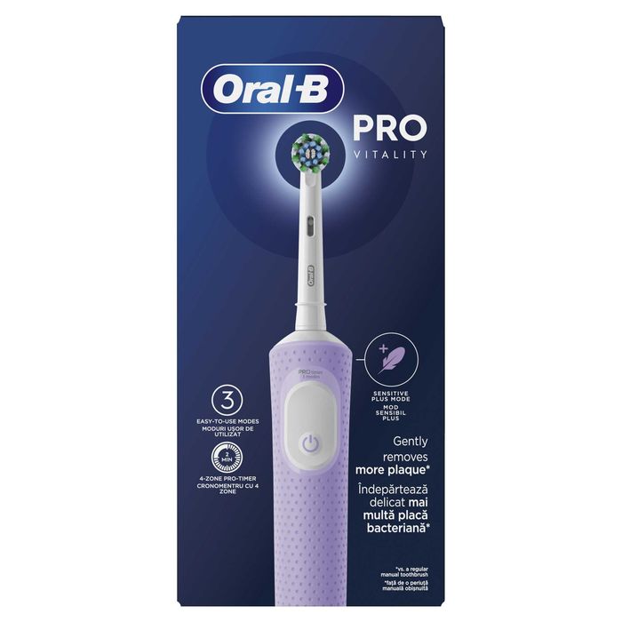 Periuta de dinti electrica Oral-B Vitality Pro, Curatare 3D, 3 programe, 1 capat, mov