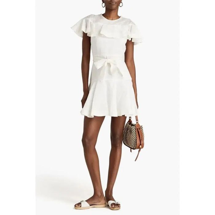 Rochie mini cu volane și curea, Sandro