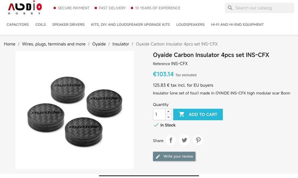 Oyaide INS-BS и Oyaide INS-CFX Base Insulator Крачета Месинг и Карбон