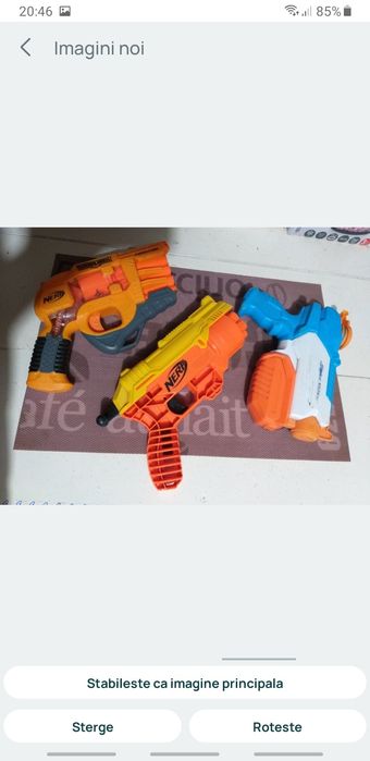 Set 3 Nerf Pistoale  cu Gloante de pluta