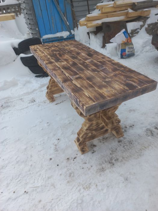 Стол уличный банный деревянный