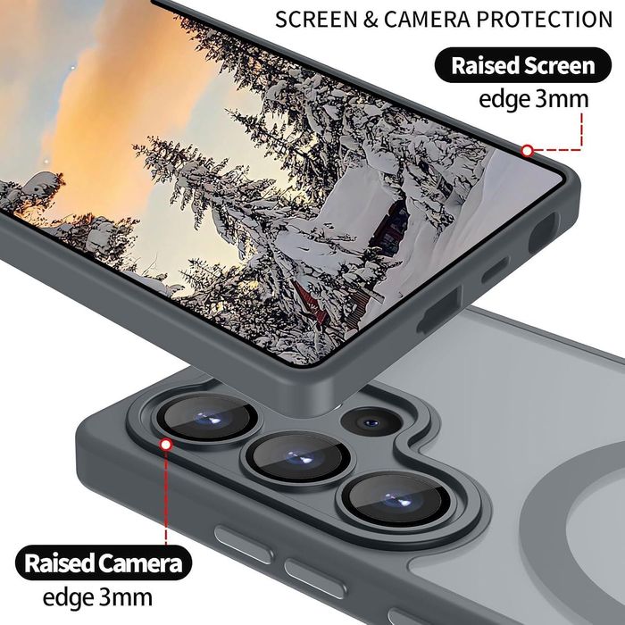 Матов magsafe кейс за samsung galaxy s26 ultra - титаниево сив - със з