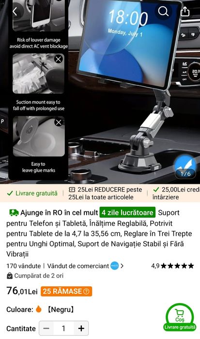 Suport auto pentru Telefon si Tabletă