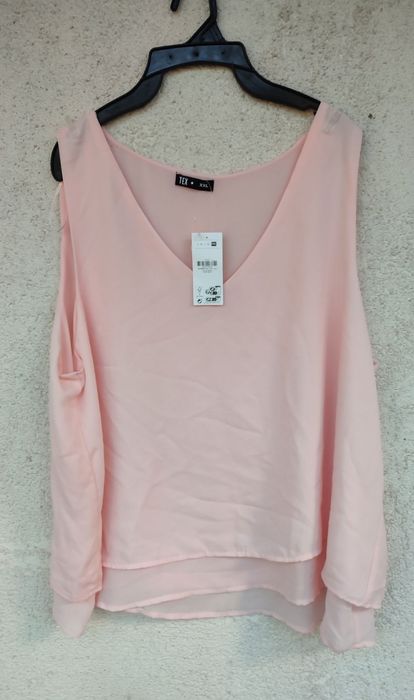 bluza dama top fara maneci vara voal TEX xxl roz