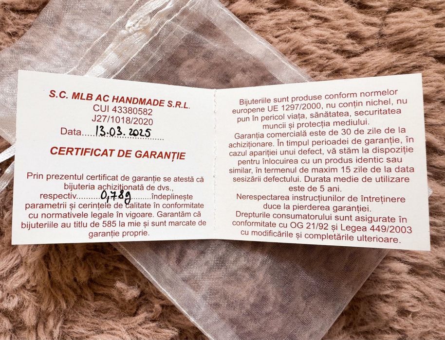 Cercei handmade de aur 14k