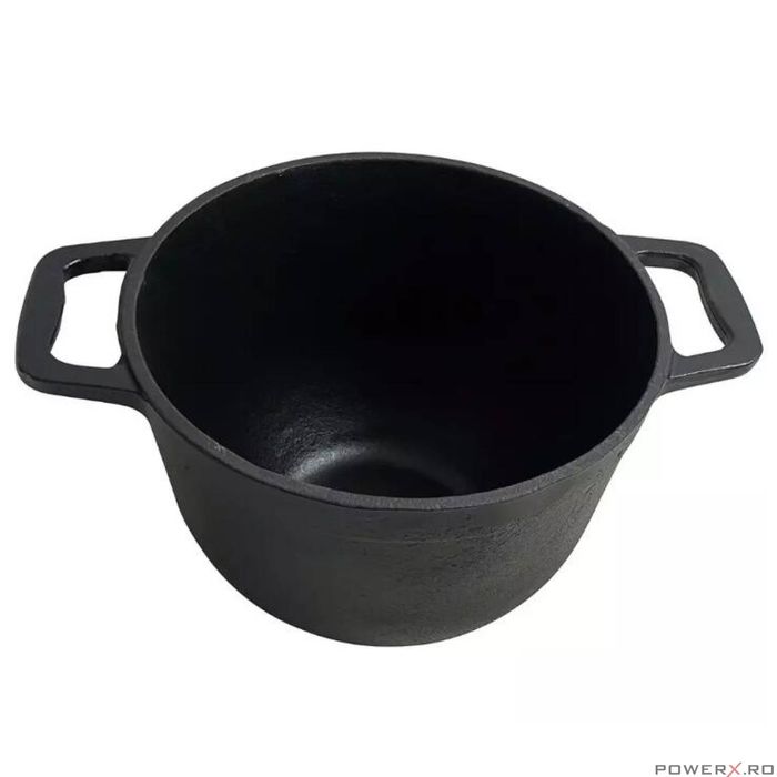 Ceaun 3 in 1 din fonta cu picioare si capac, 8 litri, negru, Kinghoff