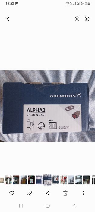 Pompa de circulație grundfus(este nodulul din inoxcu N)  ALPHA 2   25- 40 N  180     noua sigilata în cutie