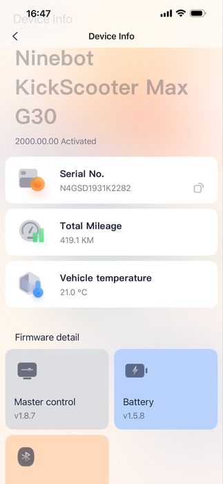 Ninebot G30, 400km total, 100% battery