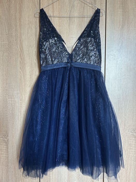 Официална къса рокля - тъмно син цвят