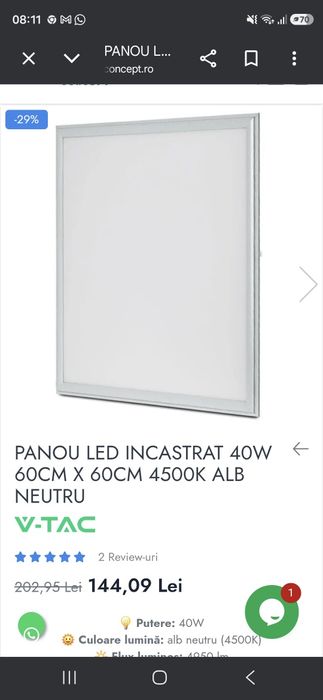 Vand lampa led pentru tavan
