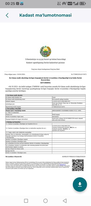 Kvartira sotiladi. 2021 yil subsidiya asosida olingan. 15 yil krediti