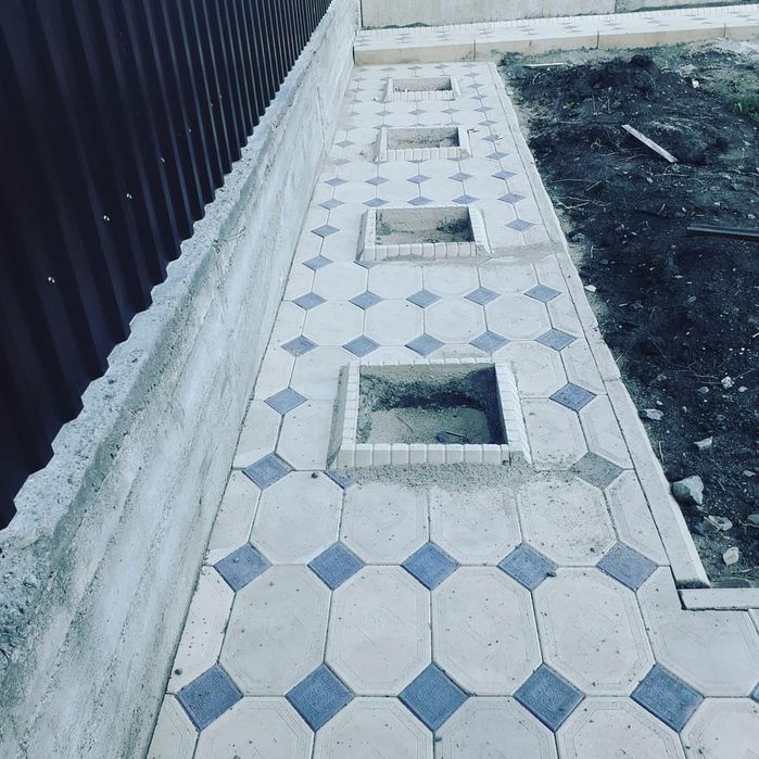 Укладка брусчатка бардюр поребрик