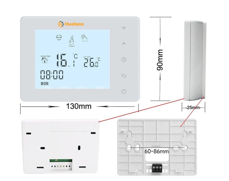 Termostat programabil pe baterii pentru centrala 2 fire