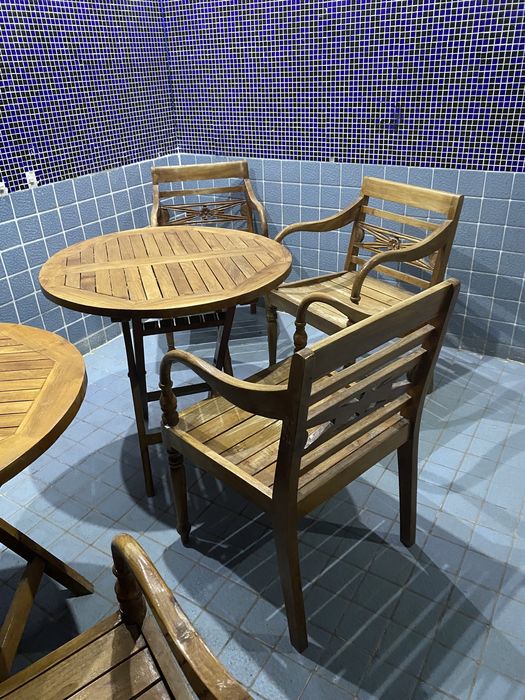 Деревянные кресла со столами массив премиум.