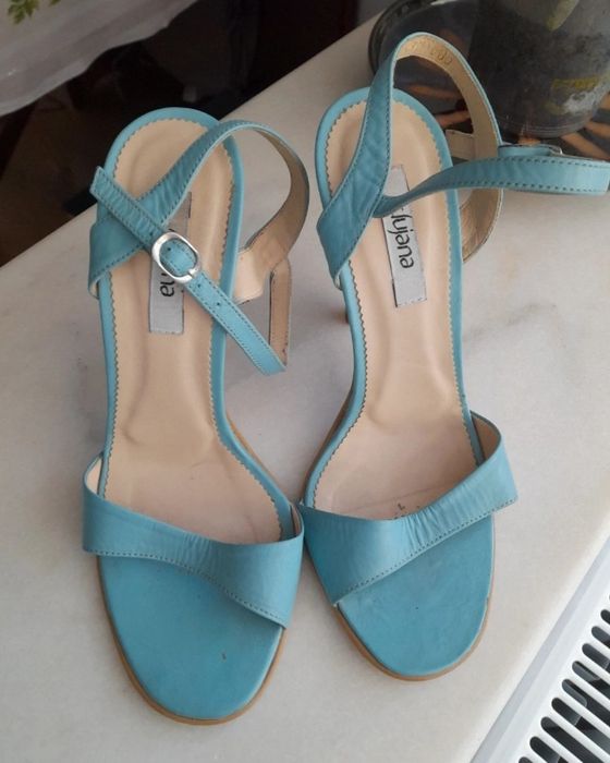 Sandale albastre piele nr 37 Clujeana