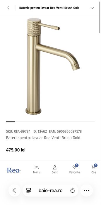 Baterie inalta aurie (gold brushed) Rea Venti