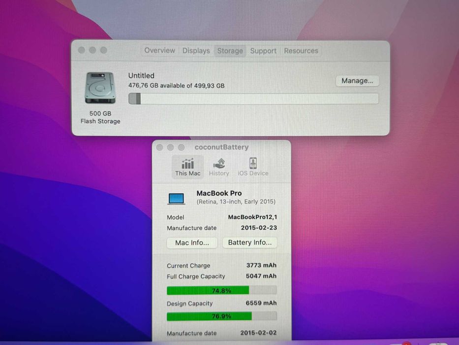 13.3' Retina Apple MacBook Pro 2015 Core i5 8GB RAM/512GB SSD/Бат 6ч