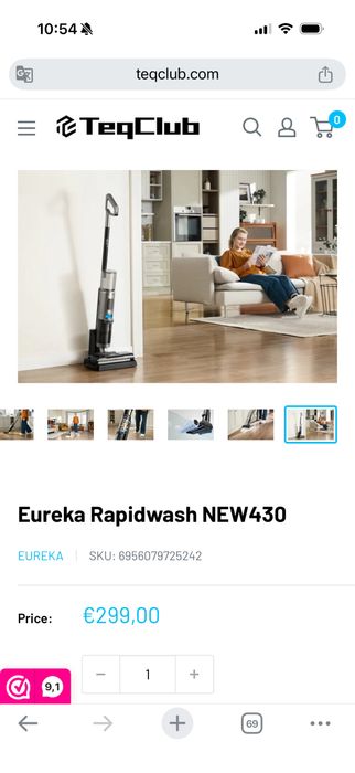 Eureka Rapidwash NEW430 Безжична прахосмукачка за мокро и сухо