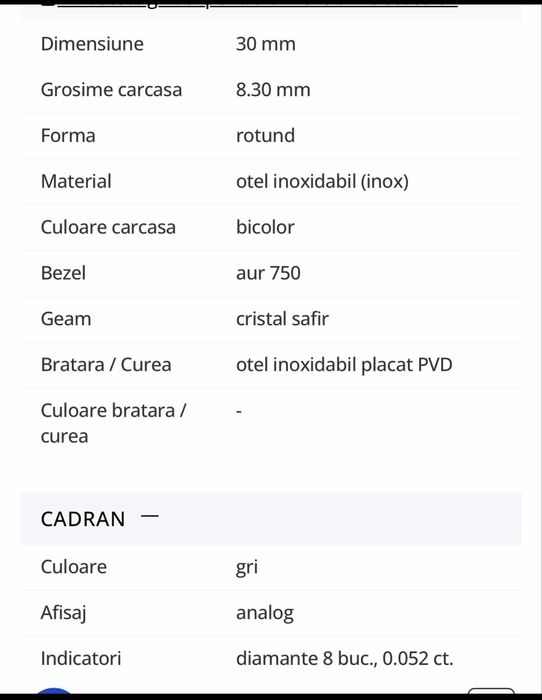 Ceas dama Ebel,cu aur 18k si diamante