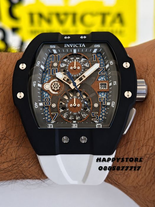 INVICTA Racing Strada Black/White 47 mm, Инвикта нов мъжки часовник