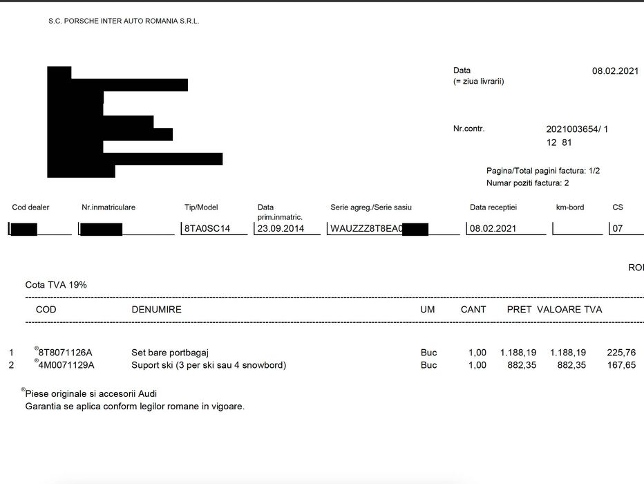 Audi A5 - DOAR Bare transversale - prod.Thule